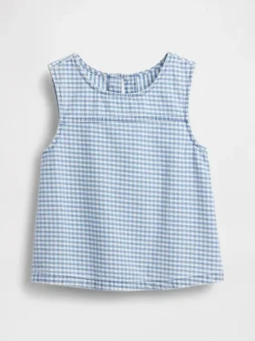 Camiseta sin mangas de denim a cuadros vichy para niños