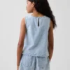 Camiseta sin mangas de denim a cuadros vichy para niños
