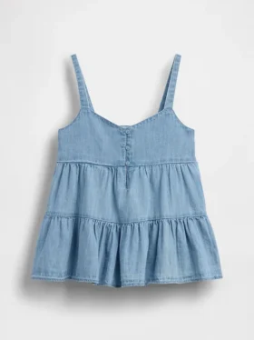 Camiseta sin mangas de denim con volantes para niños