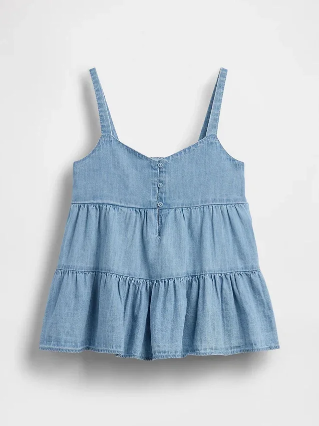 Camiseta sin mangas de denim con volantes para niños