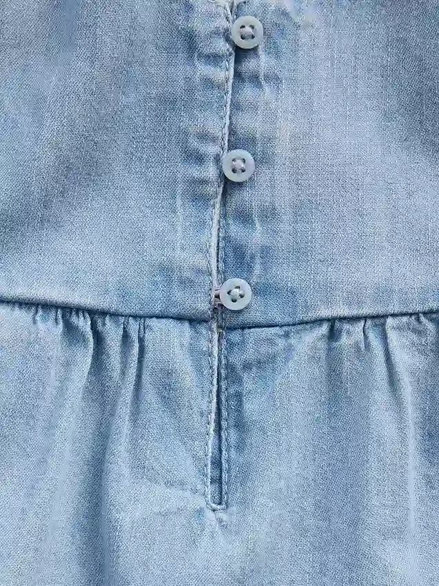 Camiseta sin mangas de denim con volantes para niños