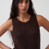 Camiseta sin mangas de ganchillo 100 % algodón