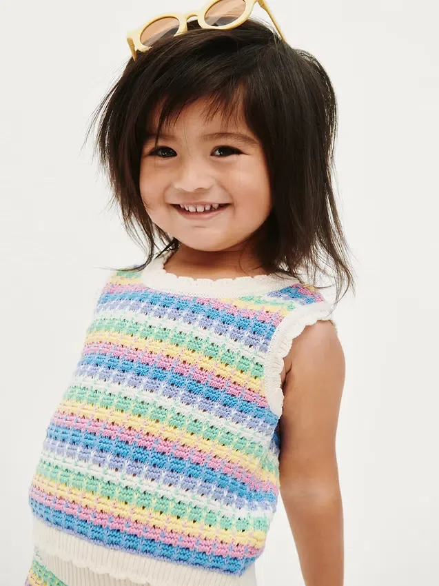 Camiseta sin mangas de ganchillo para bebés y niños