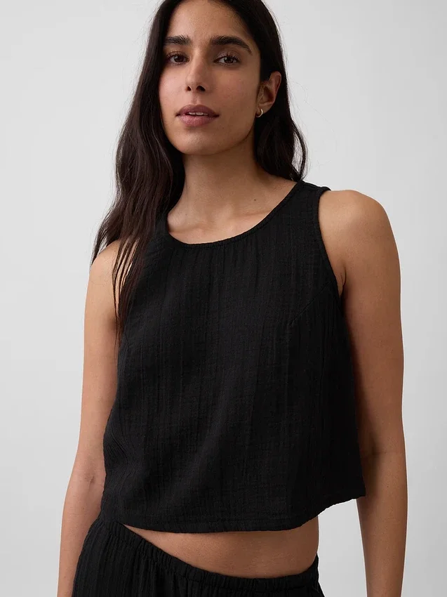 Camiseta sin mangas de gasa de algodón estilo «racer»