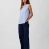 Camiseta sin mangas de mezcla de lino