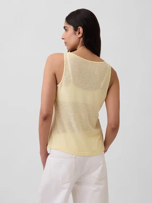 Camiseta sin mangas de mezcla de lino
