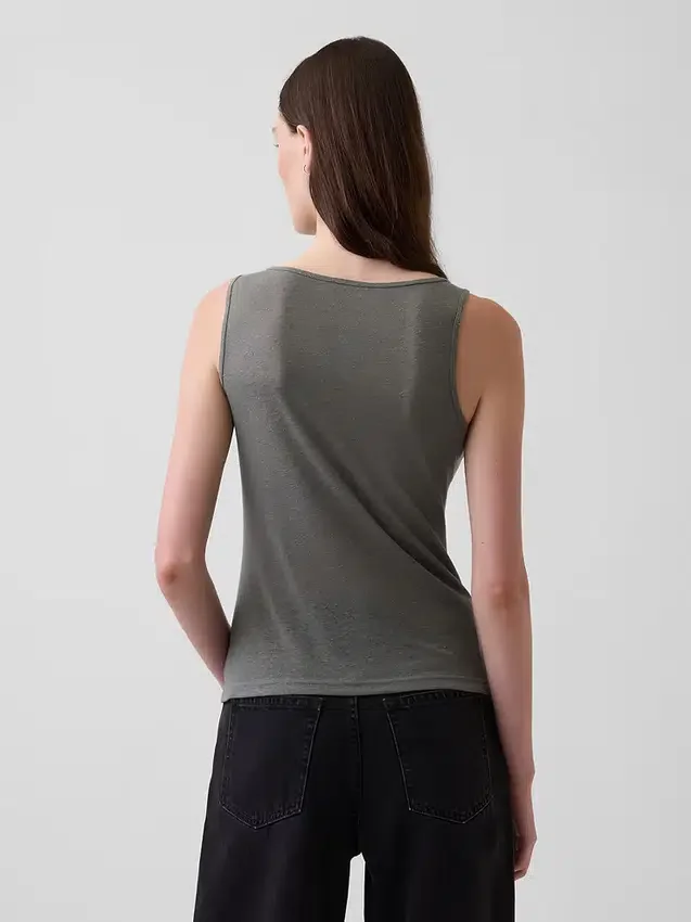 Camiseta sin mangas de mezcla de lino
