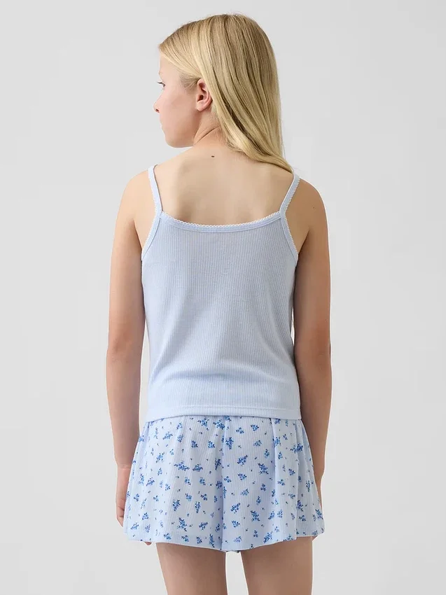 Camiseta sin mangas de pijama de punto acanalado reciclado para niños