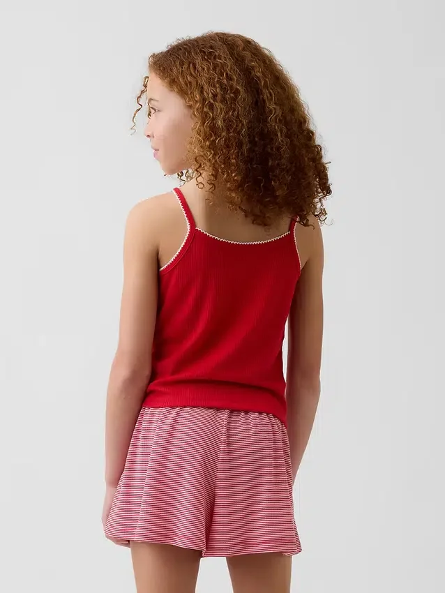 Camiseta sin mangas de pijama de punto acanalado reciclado para niños
