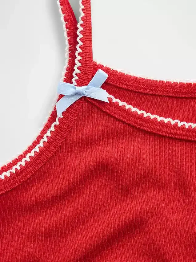 Camiseta sin mangas de pijama de punto acanalado reciclado para niños