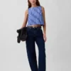 Camiseta sin mangas de popelín con cuello barco