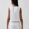 Camiseta sin mangas de popelín con cuello barco