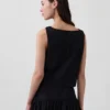 Camiseta sin mangas de popelín con cuello barco
