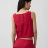 Camiseta sin mangas de popelín con cuello barco