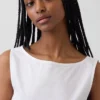 Camiseta sin mangas de popelín con cuello barco