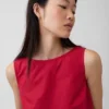Camiseta sin mangas de popelín con cuello barco