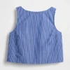 Camiseta sin mangas de popelín con cuello barco