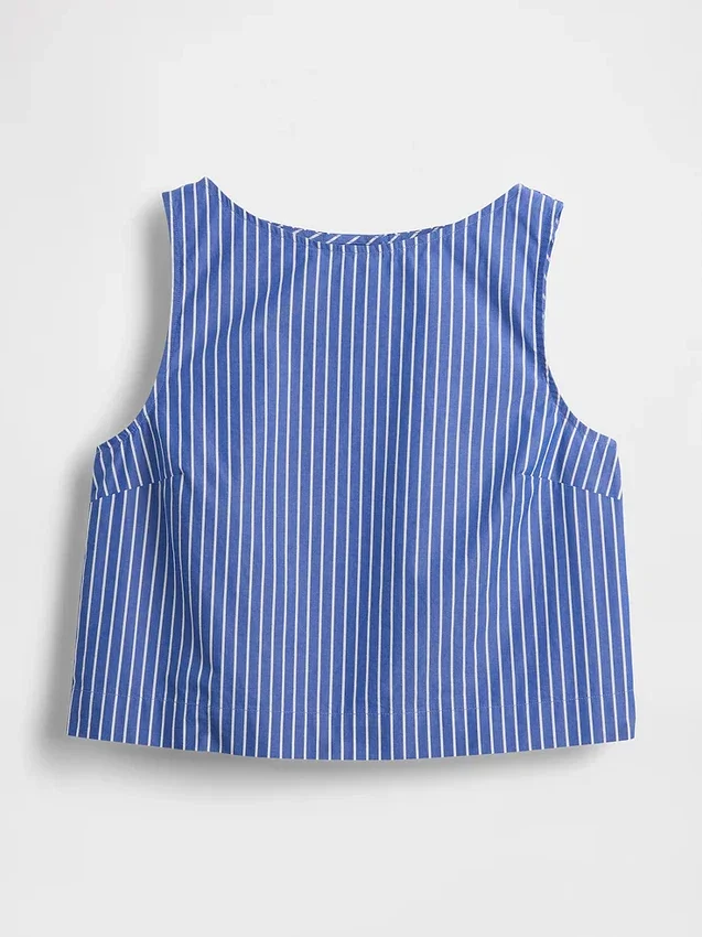 Camiseta sin mangas de popelín con cuello barco