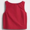 Camiseta sin mangas de popelín con cuello barco