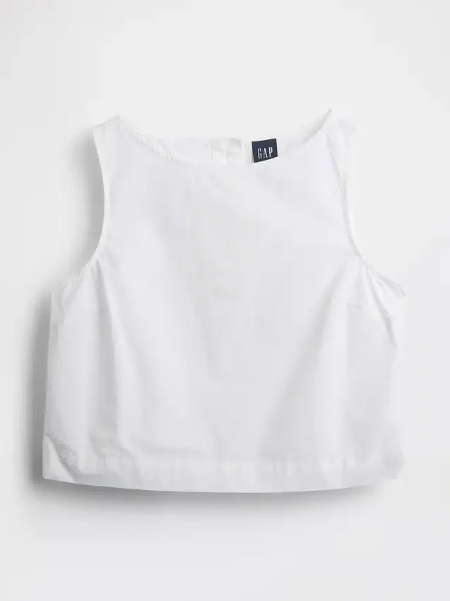 Camiseta sin mangas de popelín con cuello barco