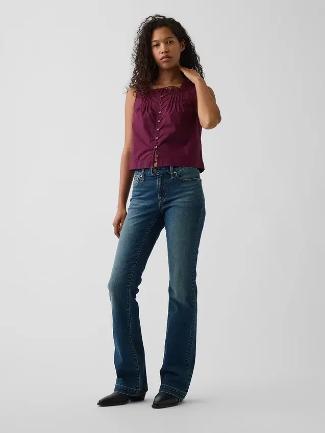 Camiseta sin mangas de popelín con pliegues