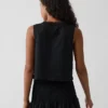 Camiseta sin mangas de popelín con pliegues