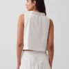 Camiseta sin mangas de popelín con pliegues