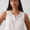 Camiseta sin mangas de popelín con pliegues