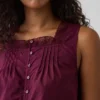 Camiseta sin mangas de popelín con pliegues