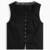 Camiseta sin mangas de popelín con pliegues