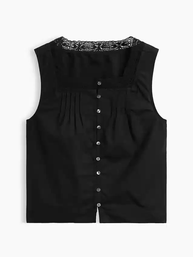 Camiseta sin mangas de popelín con pliegues