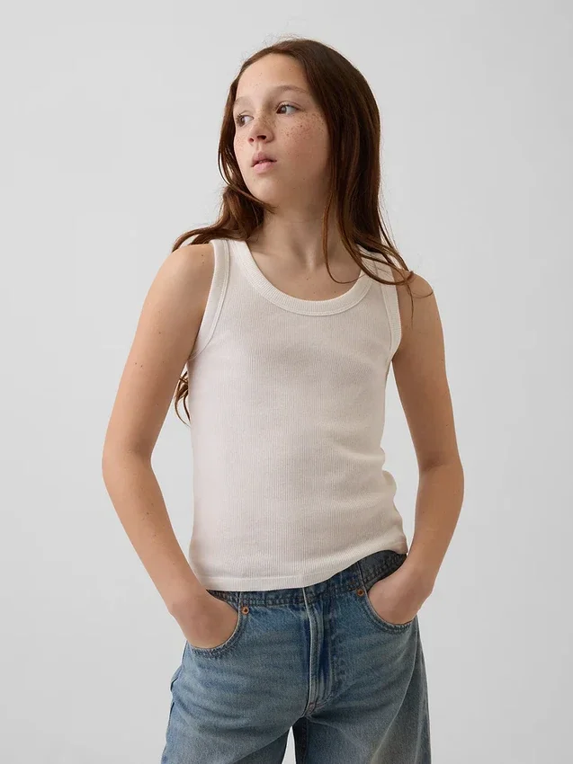 Camiseta sin mangas de punto acanalado para niño