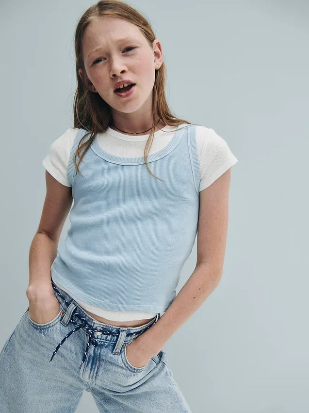 Camiseta sin mangas de punto acanalado para niño