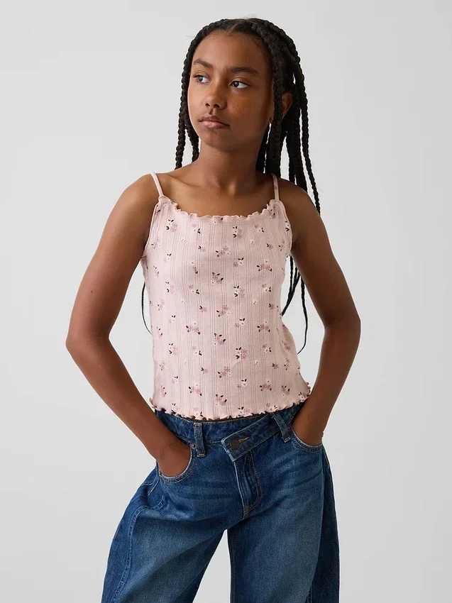 Camiseta sin mangas de punto acanalado «pointelle» para niño