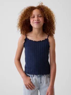 Camiseta sin mangas de punto acanalado «pointelle» para niño