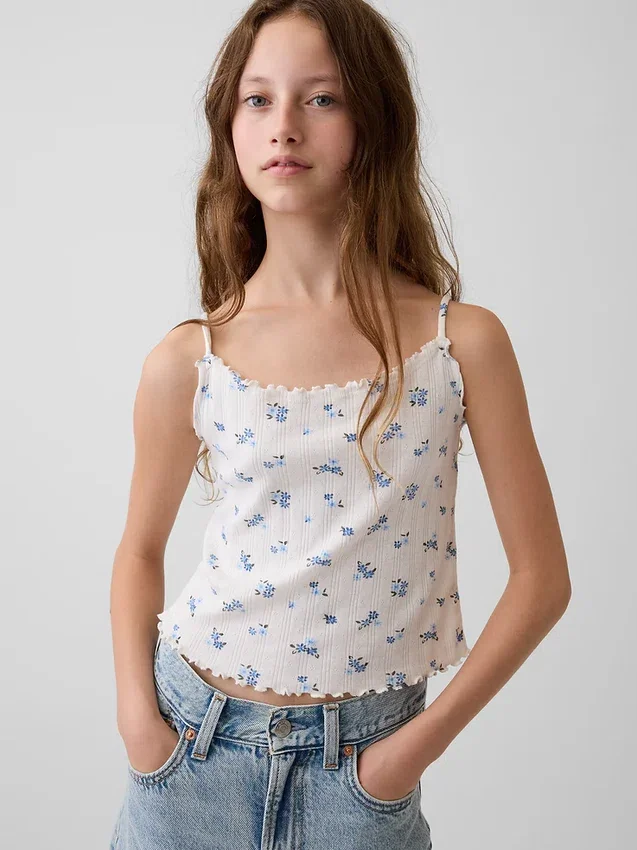 Camiseta sin mangas de punto acanalado «pointelle» para niño