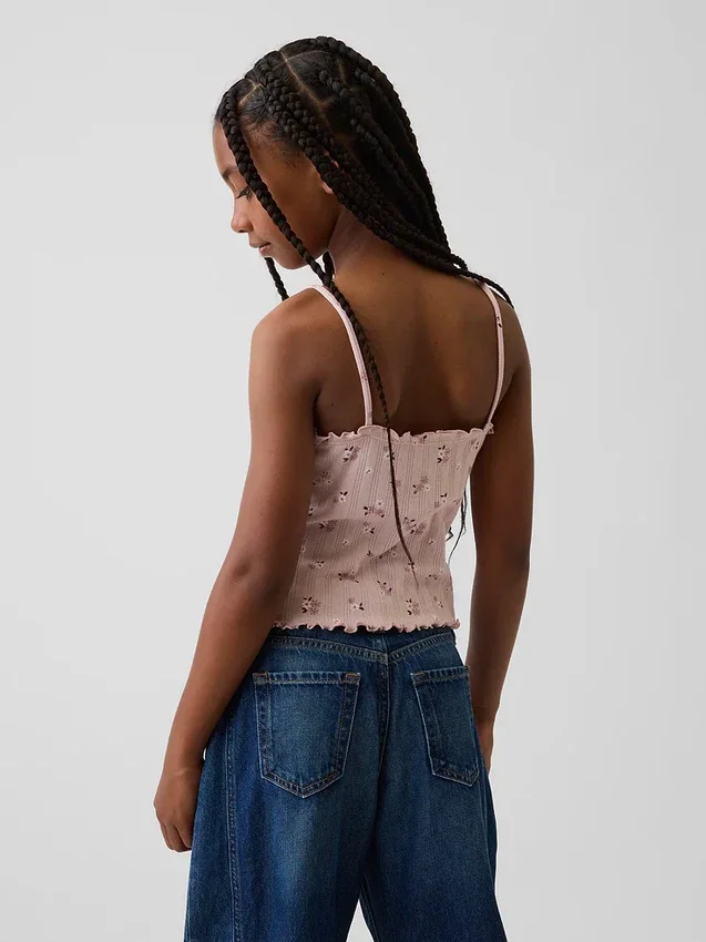 Camiseta sin mangas de punto acanalado «pointelle» para niño