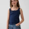 Camiseta sin mangas de punto calado para niños