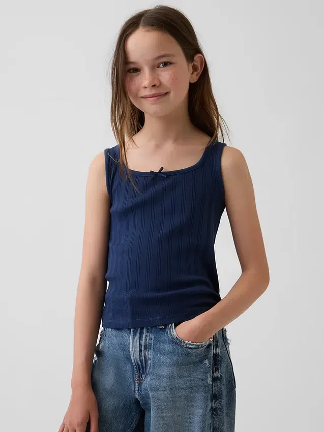 Camiseta sin mangas de punto calado para niños