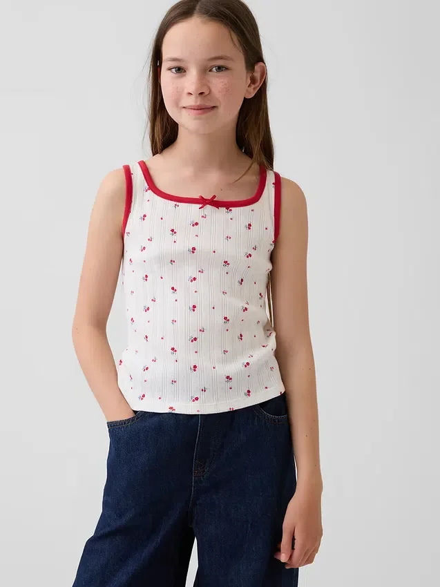 Camiseta sin mangas de punto calado para niños