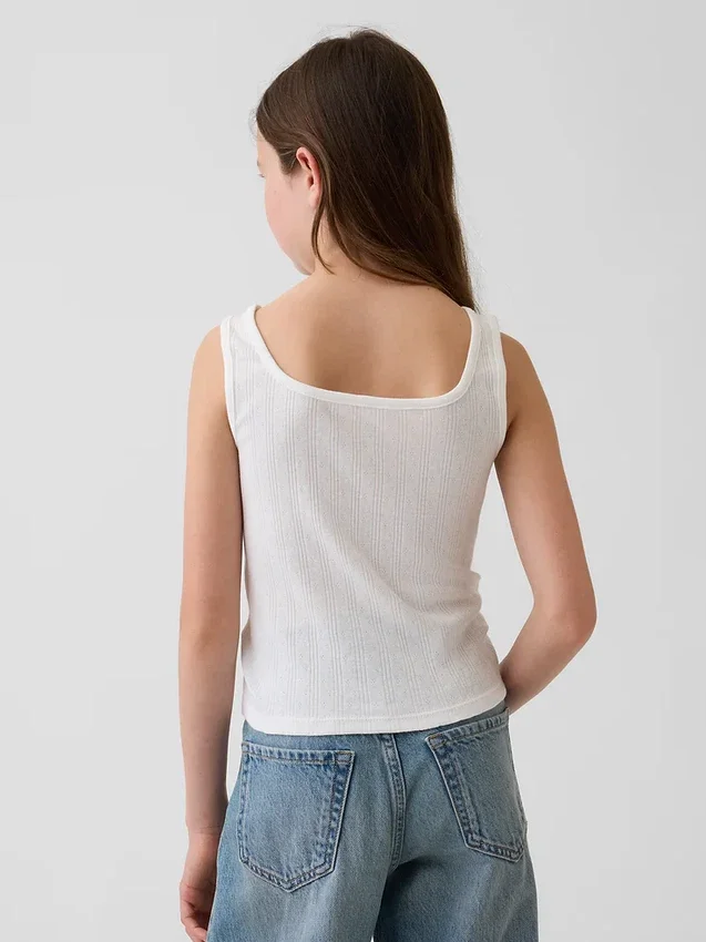 Camiseta sin mangas de punto calado para niños