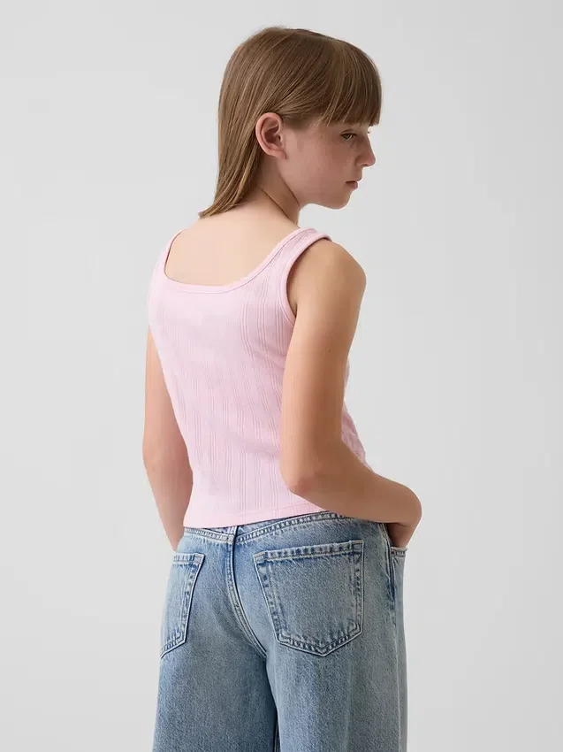 Camiseta sin mangas de punto calado para niños