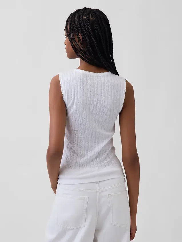 Camiseta sin mangas de punto pointelle