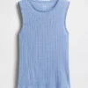 Camiseta sin mangas de punto pointelle