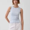 Camiseta sin mangas de punto pointelle a cuadros vichy