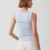 Camiseta sin mangas de punto pointelle a cuadros vichy
