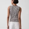 Camiseta sin mangas de punto pointelle a cuadros vichy