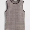 Camiseta sin mangas de punto pointelle a cuadros vichy