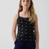 Camiseta sin mangas infantil con ribete de encaje y tejido de gofre