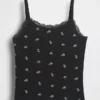 Camiseta sin mangas infantil con ribete de encaje y tejido de gofre